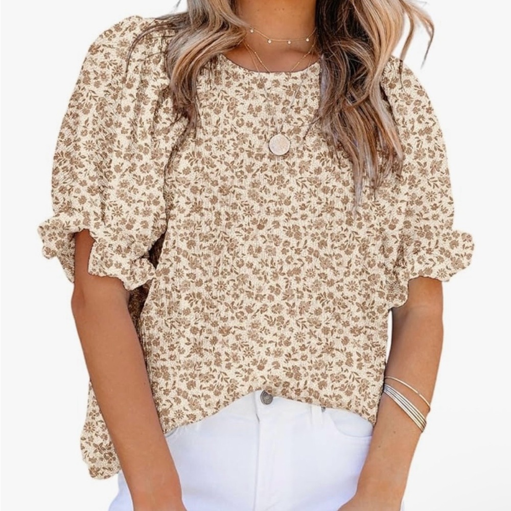 Womens Chic Floral Ruffle Sleeve Blouse, size XL